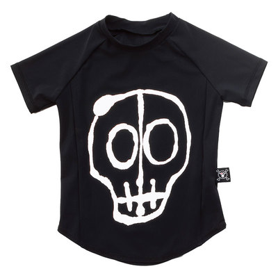 NUNUNU黑色泳衣短袖防晒泳装