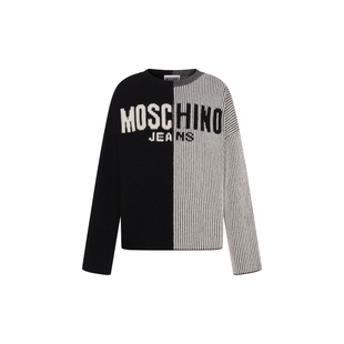 【礼物会员5折起】Moschino Jeans 女士绵羊毛混纺圆领套头毛衣