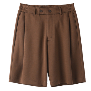 KUYIOU/后身叠加造型口袋 空气层珠地网眼单褶宽松中裤休闲短裤男