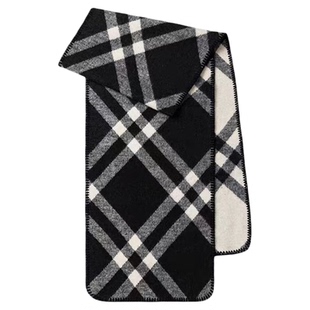 围巾女冬季2025新款加厚配大衣高级感复古格纹锁边仿羊绒披肩两用