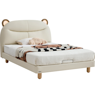 林氏儿童床男孩女孩真皮卧室床小户型女童单人公主床小熊床木业