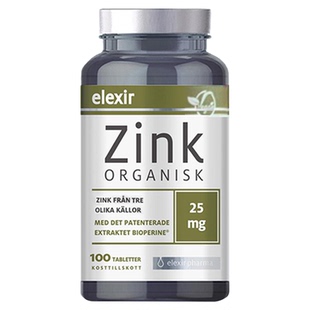 现货 elexir有机锌片zink瑞典进口儿童成人柠檬酸甘氨酸锌片100粒