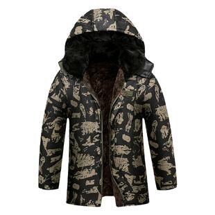 迷彩棉服加绒加厚保暖冬季长款棉袄劳保工作服大衣冷库防寒外套男