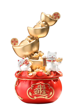 日进斗金元宝招财猫摆件