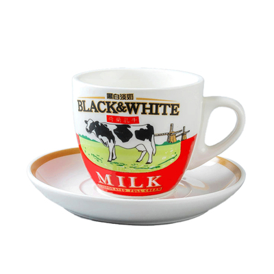黑白淡奶杯碟套装220ml