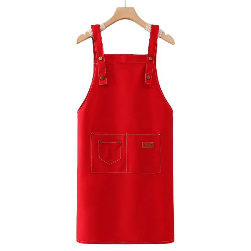 红色围裙定制印字工作服女