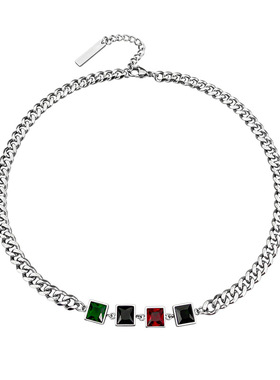 复古宝石水晶男钛钢项链轻奢众多