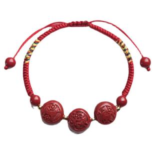 保真朱砂三合生肖红绳手链男女款属马五彩绳编织小众设计情侣手链