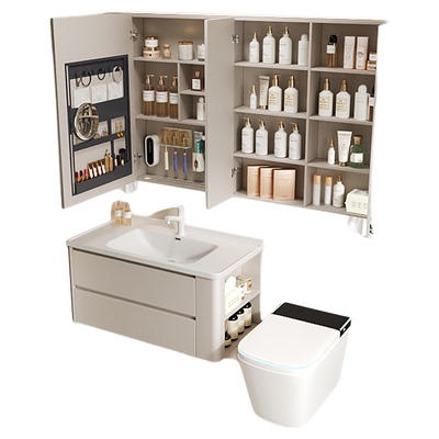 不锈钢镜柜浴室组合柜陶瓷一体盆