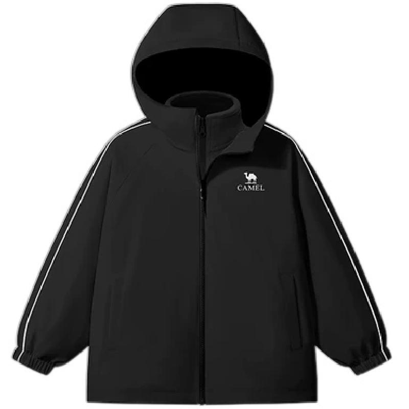 小骆驼儿童户外登山服两件套新款防风防水连帽运动服男女童外套