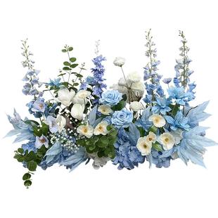 交车仪式布置仿真花艺罗马柱4s店迎宾牌花假花摆件装饰花路引花排