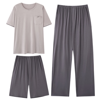 【莫代尔】吸汗弹性男睡衣三件套