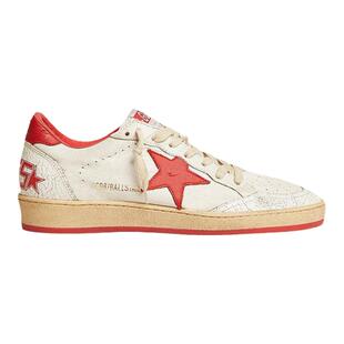 欧洲直邮GOLDEN GOOSE/GGDB 女士白色皮革红色星星平底小脏鞋
