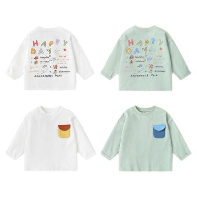 右欧男童女童长袖T恤纯棉百搭春秋季新款洋气卡通儿童打底衫内搭