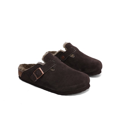 卡德加秋冬羊皮毛一体博肯半拖鞋