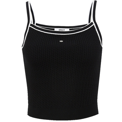 ONLY舒适撞色修身方领吊带针织衫