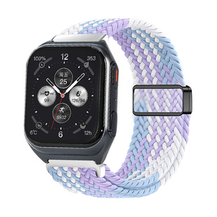 适用安顿M5血压手表表带4x预警智能手表4XPro编织磁吸替换带4APRO健康手环尼龙透气表链3A磁吸卡扣3S运动腕带