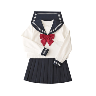 【花见森】关西襟基础水手服中间服 春秋款 绀领白二本JK浓绀制服