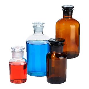 Labshark磨砂口试剂瓶玻璃广口瓶实验室透明棕色磨口瓶小口取样瓶