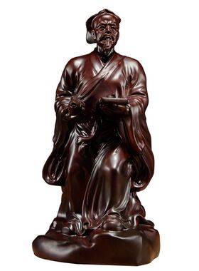 黑檀木雕鲁班祖师像实刻巧
