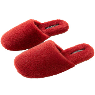 韩泰达室内家居拖鞋女2026秋冬新款时尚防滑高级感羊毛保暖棉拖鞋