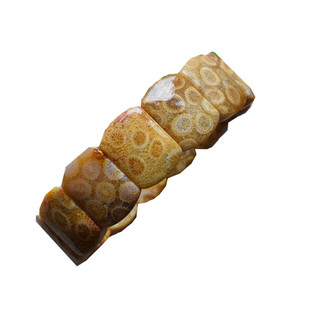 精品 天然珊瑚玉手牌手排 手链  珊瑚玉化石菊花玉手排手牌