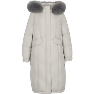 衣香丽影灰色大毛领羽绒服女中长款2025年冬季新款流行零压感外套