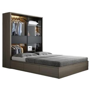 新衣柜床一体榻榻米儿童房北欧双人1.5米小户型1.8米无床头储物床