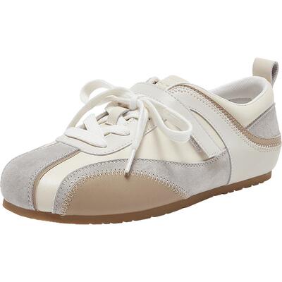 百思图2026春季新款真皮舒适平底德训鞋百搭运动休闲女鞋D3916AM6