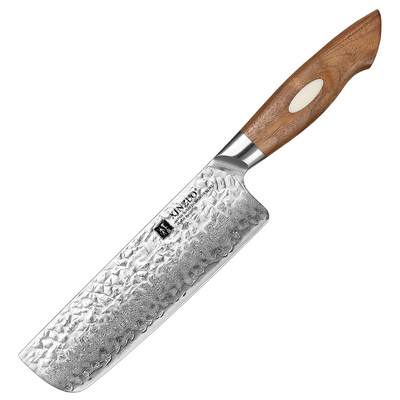 信作日本进口AUS-10大马士革钢菜刀切片刀厨房家用小菜刀女士专用