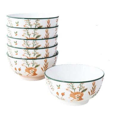 一鹿有你家用4.5英寸米饭碗陶瓷碗喝汤碗吃饭碗釉下彩小面碗餐具