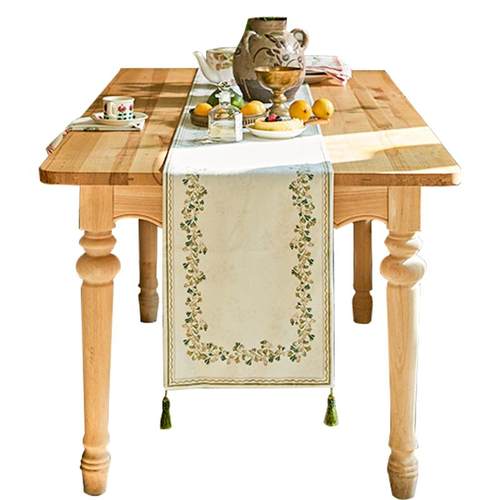 蜡笔派「山间银杏系列」桌旗餐桌布英式复古轻奢高端斗柜茶几盖布