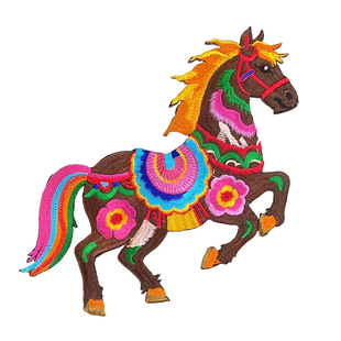 百搭彩绣马布贴演出服装饰家居抱枕DIY手工礼物刺绣布贴马年元素