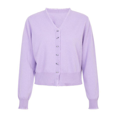 睫毛v领长袖优雅显瘦毛织开衫