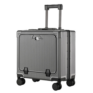 前开盖可登机行李箱男女16寸铝框箱前置开口旅行箱20拉杆箱皮箱子