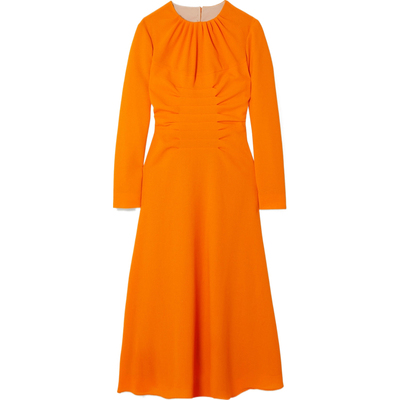 【折扣】Emilia Wickstead 夏季女缩褶露背羊毛连衣裙