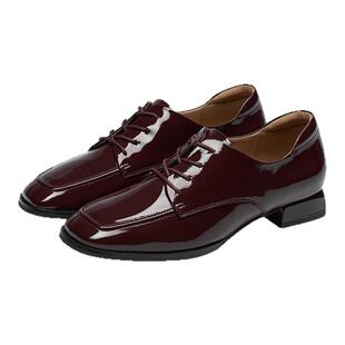 KISSCAT接吻猫秋季新款学院风真皮鞋通勤增高德比乐福鞋女