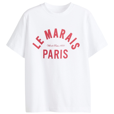 HM女装T恤春季圆领时尚短袖打底清新印花T恤1274171