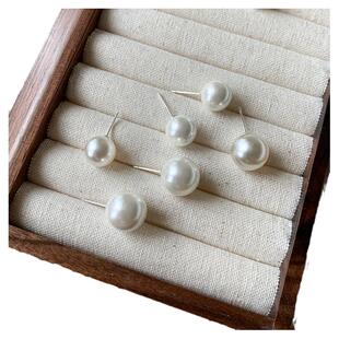 洛桑娜娜Fever同款施家正圆珍珠纯银耳钉强光复古港风大灯泡耳饰