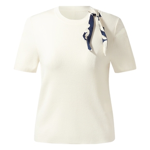 歌莉娅上衣女2025新款夏季通勤穿搭独特天丝针织短袖T恤1E6R5H540