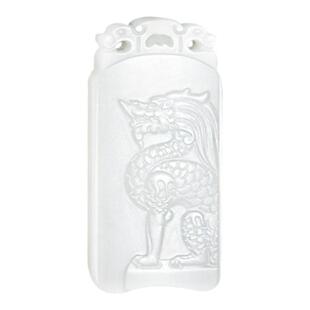 和合玉器和田玉羊脂白玉镇安牌国潮系列玉牌望天吼瑞兽吉祥牌子