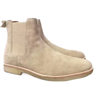 高版过验common 切尔西短靴 CP真皮平底女靴 磨砂高帮男女tan沙色