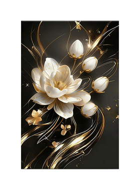 现代简约牡丹花入户对门装饰画