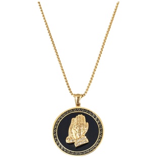 祈祷之手吊坠欧美潮牌项链男士个性女嘻哈hiphop钛钢原创设计饰品