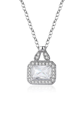 Witther原创设计925银凯莉包项链女法式精致奢华满钻手提包锁骨链