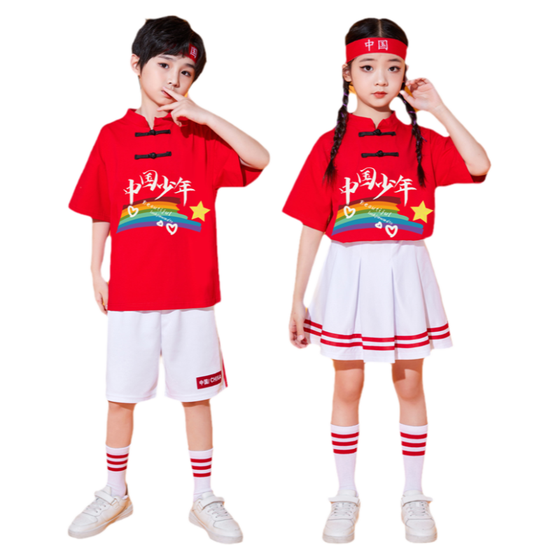 儿童啦啦队演出服装幼儿园小学生运动会开幕式中国风合唱班服表演