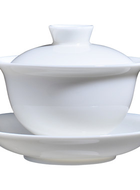 德化白瓷盖碗茶杯茶具薄胎陶瓷