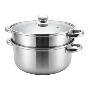 不锈钢24cm双层蒸锅家用汤锅加厚多层蒸煮锅具26cm燃气灶适用