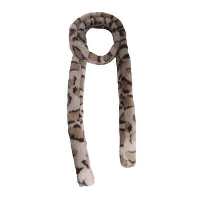 韩版百搭基础款豹纹仿兔毛小尾巴毛绒绒小围脖围巾细长条小领巾