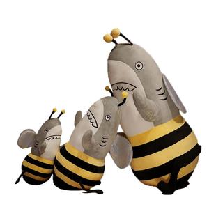 可爱shark鲨bee鲨鱼蜜蜂公仔抱枕玩偶毛绒玩具男女恶搞礼物送女友